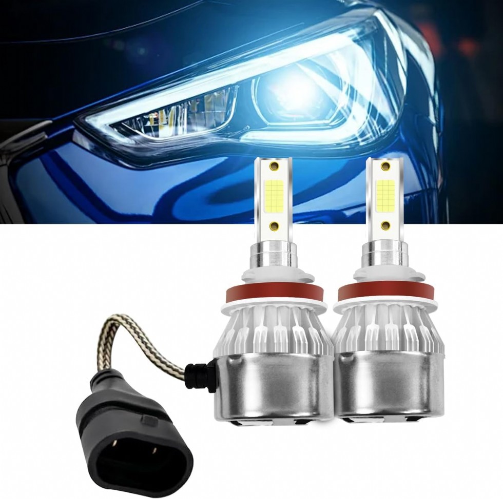 2 Adet H8H11H9 Araba LED Far 3000K 3800LM Süper Parlak C6 LED Sis Farı Yüksek ve Düşük Işık
