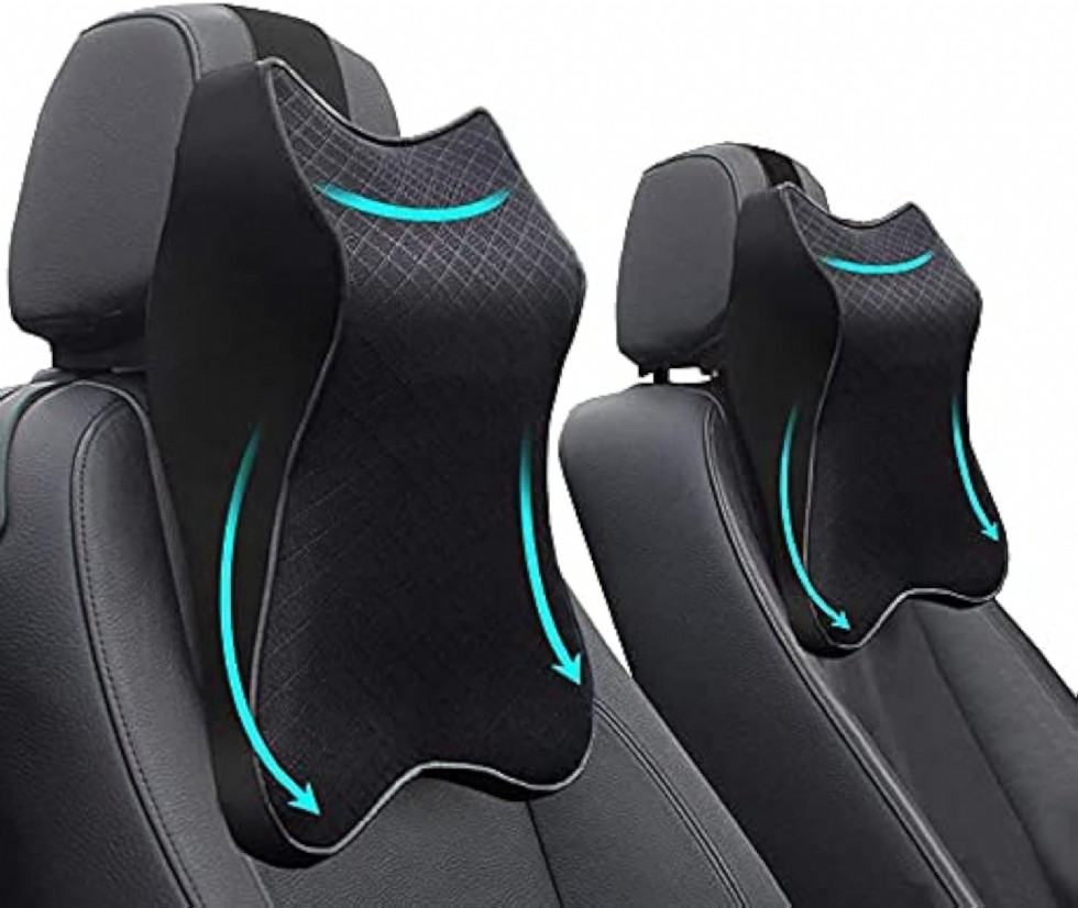 Araba Koltuğu Başlık Yastığı - Ergonomik Boyun Yastığı 100 Saf Hafızalı Köpük Boyun ve Sırt Ağrısı Rahatlatıcı Siyah 2 Adet