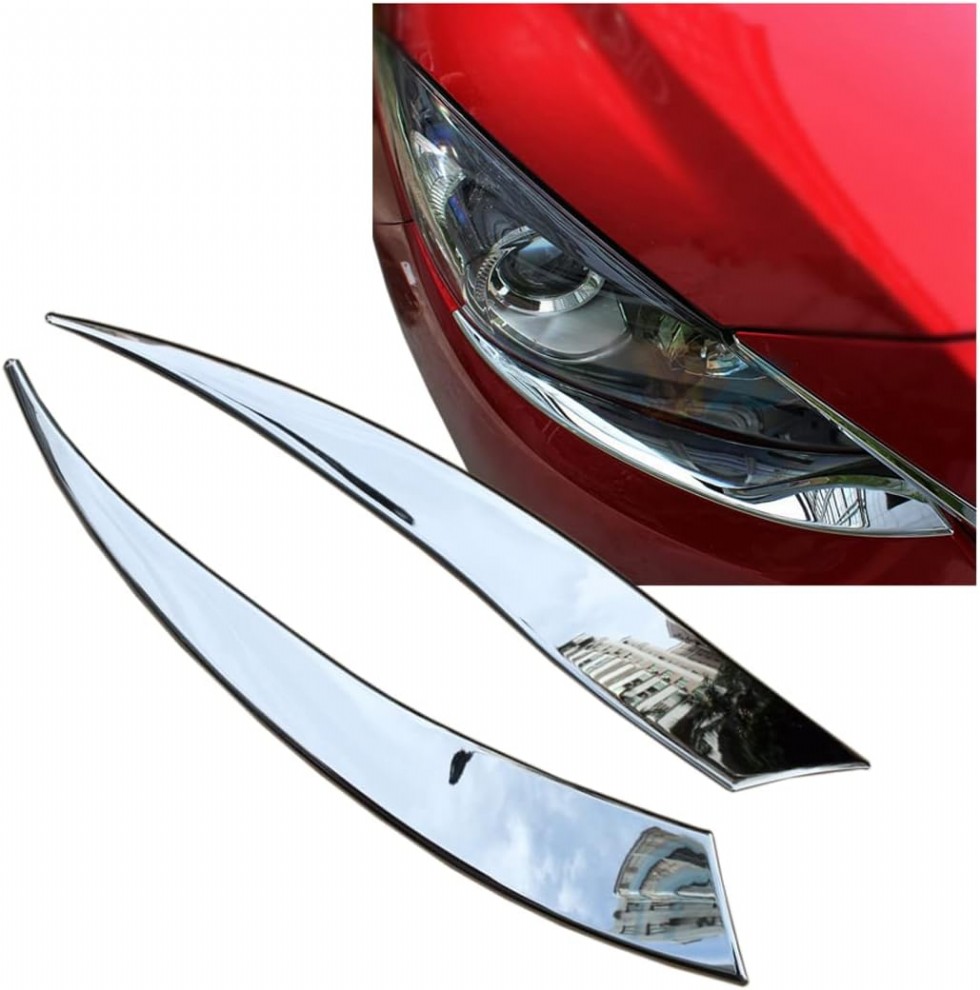 Mazda 3 BM 2014-2016 için Krom Far Kaşı Eyelid Kapak Trim 2 Adet