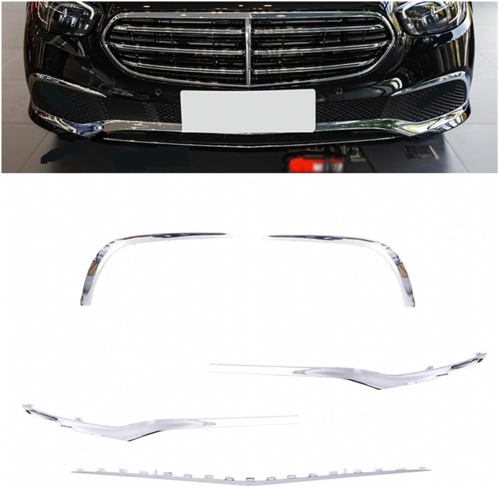 Mercedes Benz E Sınıfı W213 Ön Tampon Spoiler ve Sis Farı Krom Şerit Seti