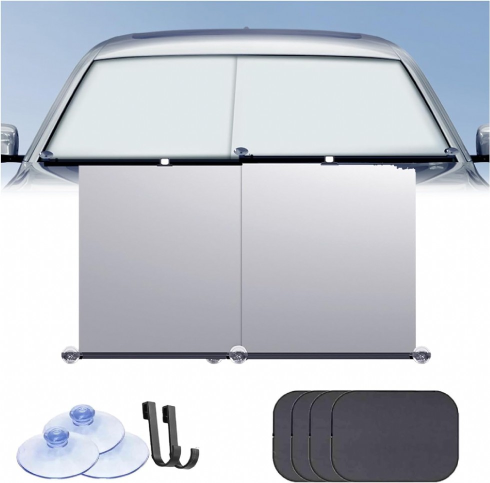 Otomatik Katlanır Araba Güneşliği Ön Cam için UV ve Isı Korumalı Katlanabilir Güneşlik 1 Set  4 Adet Yan Koruma