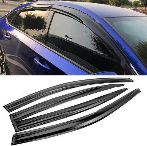 4 Parça 2008-2012 Honda Accord Uyumlu Yan Cam Vizörü Yağmur ve Güneş Koruyucu Siyah