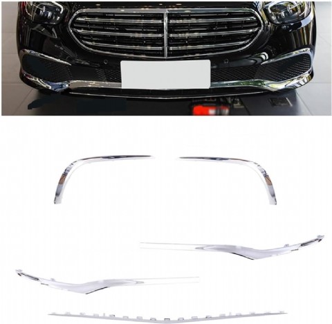 Mercedes Benz E Sınıfı W213 Ön Tampon Spoiler ve Sis Farı Krom Şerit Seti